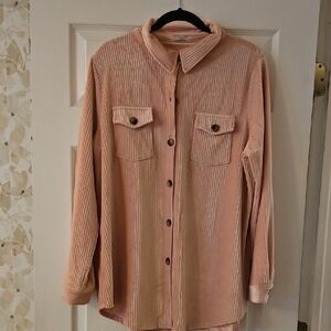 Avon 1886 Blush Pink Corduroy Button-Up Shirt. Size 16